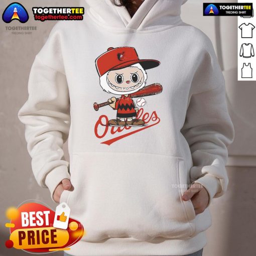 Good Labubu Charlie Brown Baltimore Orioles hoodie featuring vibrant colors and playful design for baseball fans.