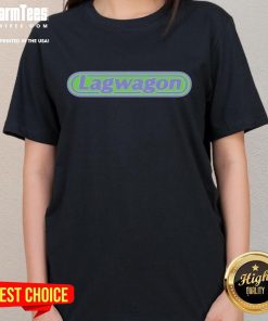 Good Lagwagon May 16th logo on a stylish ladies tee, perfect for fans of punk rock fashion and music events.