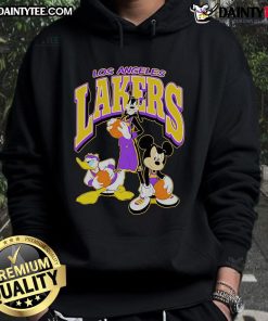 Good Lakers Disney Mickey Squad LA hoodie featuring vibrant graphics and a stylish design for fans of both teams.
