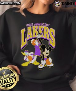 Good Lakers Disney Mickey Squad LA sweatshirt featuring a vibrant design, perfect for LA Lakers fans and Disney lovers.