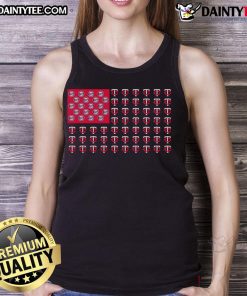 Stylish Minnesota Twins tank top featuring the American flag design, perfect for baseball fans and summer outings.