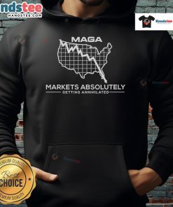 Alt Text: Good Maga Markets hoodie featuring stock market mayhem map, showcasing financial chaos and bold graphics.
