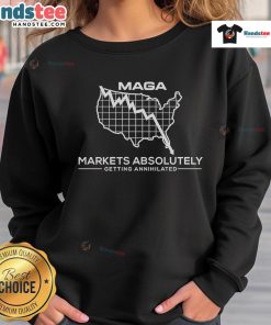 Good Maga Markets sweatshirt featuring a chaotic stock market mayhem map design, perfect for trendsetters and investors.