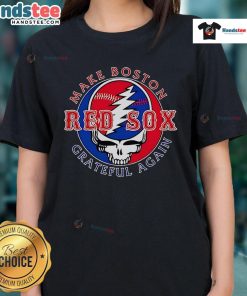 Boston Red Sox Grateful Again ladies tee featuring vibrant graphics for fans celebrating their team spirit.