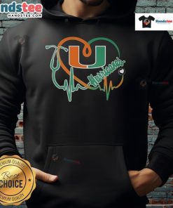 Good Miami Hurricanes Caring Heartbeat Nurse Hoodie showcasing team spirit and compassion for healthcare professionals.