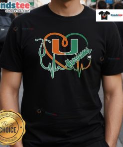 Good Miami Hurricanes Caring Heartbeat Nurse T-Shirt featuring a vibrant design for dedicated nurses and fans.