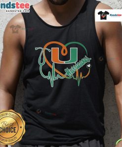 Good Miami Hurricanes Caring Heartbeat Nurse Tank Top featuring a vibrant design perfect for healthcare fans and sports lovers.