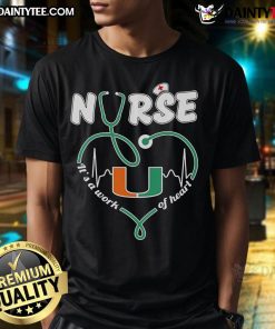 Good Miami Hurricanes Nurse It's A Work Of Heart T-Shirt featuring vibrant graphics and a heartwarming design for fans.