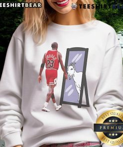 Good Michael Jordan GOAT mirror sweatshirt showcasing iconic design for basketball fans and streetwear enthusiasts.