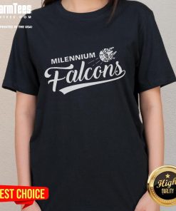 Good Millennium Falcons Ladies Tee featuring a stylish design, perfect for fans of Star Wars and casual wear enthusiasts.