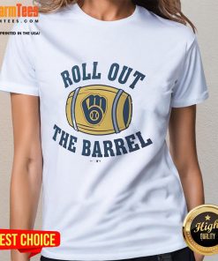 Good Milwaukee Brewers Local Hometown Roll Out The Barrel Ladies Tee featuring vibrant team colors and stylish design.