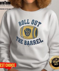 Good Milwaukee Brewers Local Hometown Roll Out The Barrel Sweatshirt in blue, perfect for fans and cozy game days.