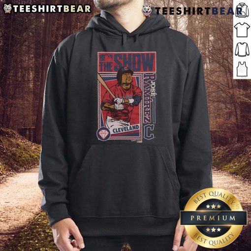 Alt Text: Jose Ramirez hoodie from MLB The Show, featuring the Guardians logo, perfect for baseball fans and gamers.