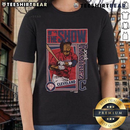 Good MLB The Show Guardians Jose Ramirez Ladies Tee featuring stylish design for fans of the Cleveland Guardians.