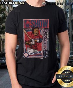 Good MLB The Show Guardians Jose Ramirez T-Shirt featuring vibrant graphics of the player in team colors.