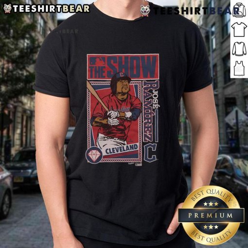 Good MLB The Show Guardians Jose Ramirez T-Shirt featuring vibrant graphics of the player in team colors.