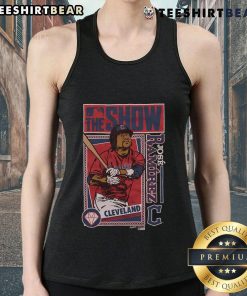 Alt Text: Jose Ramirez wearing a Guardians tank top in MLB The Show, showcasing team spirit and athletic style.
