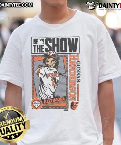 Alt Text: Good MLB The Show Orioles Gunnar Henderson T-Shirt featuring vibrant team colors and player graphics.