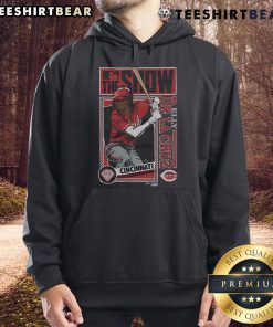 Good MLB The Show Reds Elly De La Cruz hoodie featuring vibrant team colors and logo, perfect for fans.