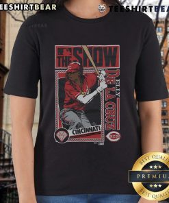 Good MLB The Show Reds Elly De La Cruz ladies tee featuring vibrant graphics and a stylish fit for baseball fans.