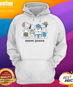 Good Mom Jeans with Snoopy and Friends Peanuts Hoodie, showcasing a playful and stylish casual outfit.