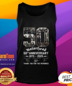 Good Motorhead 50th Anniversary 1975-2025 tank top celebrating iconic rock band with 'Thank You For The Memories' design.