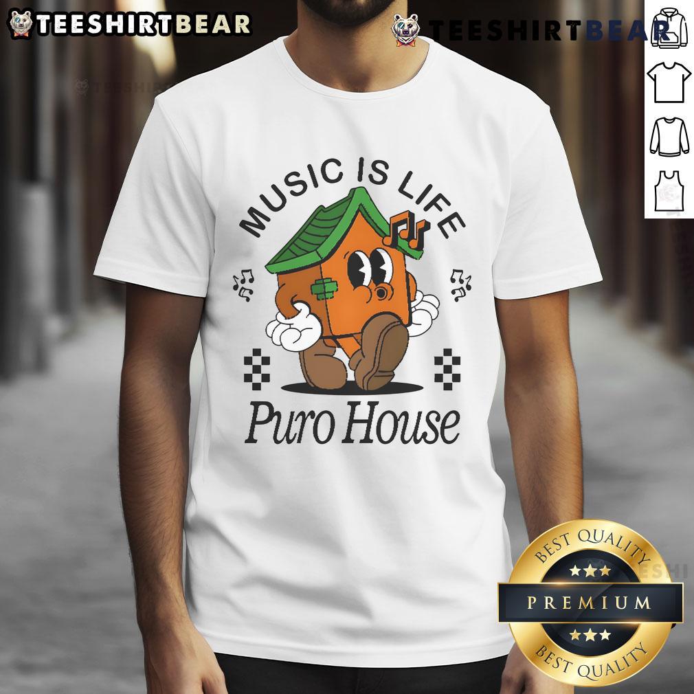 Good Music Is Life Puro House Cream T Shirt Alt Text: Good Music Is Life Puro House Cream T-Shirt featuring a stylish design for music lovers and fashion enthusiasts.