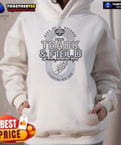 2025 NCAA DII Outdoor Track and Field Championships hoodie showcasing vibrant design and event logo.