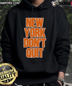 Good New York Don't Quit Hoodie in dark gray, featuring motivational text and a stylish design, perfect for casual wear.