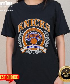 Good New York Knicks crest logo on a 2025 ladies tee, showcasing NBA team spirit and style for female fans.