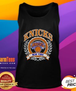 Good New York Knicks crest logo on a 2025 tank top, perfect for NBA fans and stylish sportswear enthusiasts.