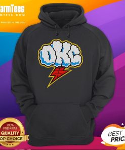 Good Oklahoma City Thunder hoodie featuring a cloudy sky and lightning, perfect for fans of the Thunder.