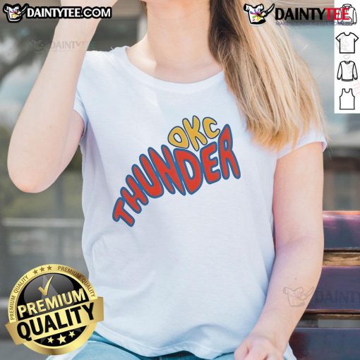 Stylish 'Good Oklahoma City Thunder Groovy NBA Game Day Ladies Tee' featuring vibrant graphics for basketball fans.