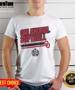 Alt Text: Good Oklahoma Softball Women's College World Series stripe t-shirt featuring team colors and logo for fans.