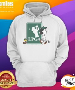 Good Peanuts X LPGA Lucy and Woodstock hoodie featuring vibrant graphics and cozy design for golf enthusiasts.
