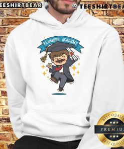 Good Plumber Academy hoodie in navy blue, showcasing bold logo design before the quest for plumbing expertise.