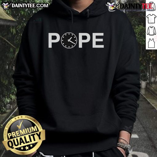 Stylish Good Pope Leo XIV hoodie featuring a unique clock design, perfect for fans of art and fashion.
