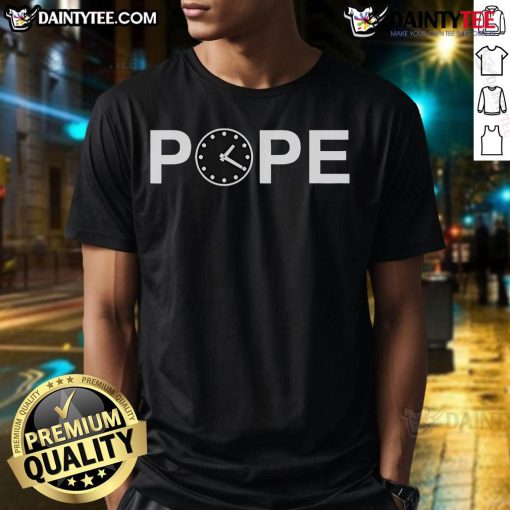 Good Pope Leo XIV Clock T-Shirt featuring a vintage design and vibrant colors, perfect for religious and fashion enthusiasts.
