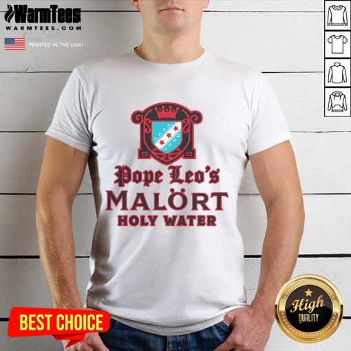 Good Pope Leo's Holy Water T-Shirt featuring a vibrant design of Pope Leo and sacred symbols, perfect for religious apparel.