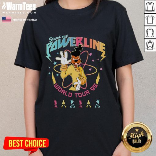 Good Powerline Stand Out World Tour 95 Ladies Tee featuring vibrant design and stylish fit for concert enthusiasts.