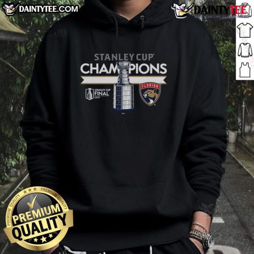 Alt Text: Good Preschool Florida Panthers Fanatics Heather Charcoal 2024 Stanley Cup Champions Locker Room Hoodie for fans.