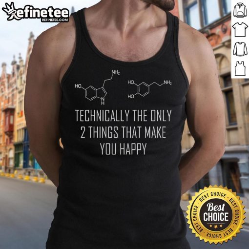 Good Psychology tank top featuring serotonin and dopamine chemical formulas for psychology enthusiasts.