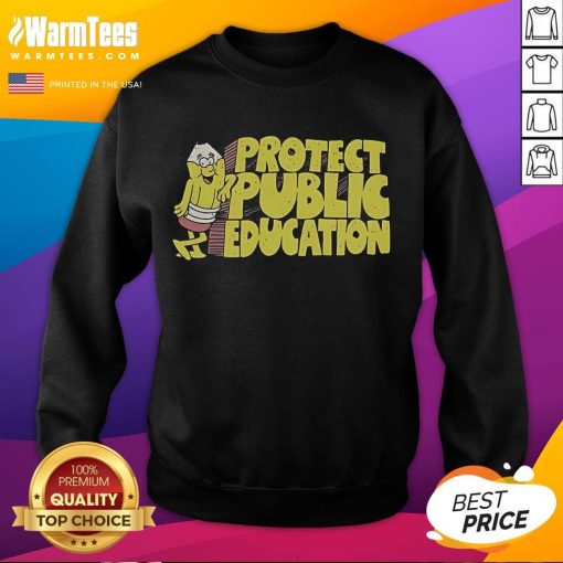 Good Public Education Rocks sweatshirt featuring bold text on a cozy fabric, perfect for education advocates and supporters.