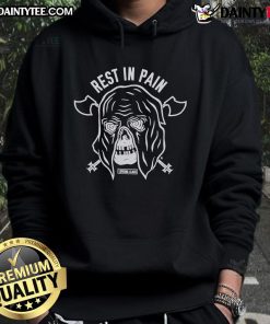 Good Rest In Pain Lurking Class hoodie displayed on a mannequin, showcasing its unique design and vibrant colors.