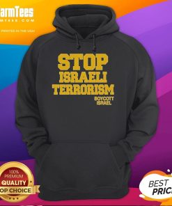 Good Robert Martin Stop Israeli Terrorism Boycott Israel hoodie worn by a supporter at a protest against Israeli actions.