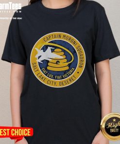 Good Ryan McBeth in Captain Moroni Squadron tee at Salt Lake City Deseret Flat, showcasing Victoria Ladies Tee design.