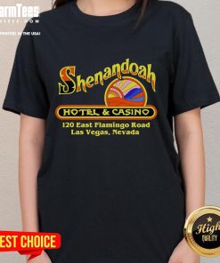 Good Shenandoah Hotel and Casino vintage Las Vegas ladies tee showcasing retro design and vibrant colors.