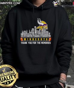 Good Skyline Minnesota Thank You For The Memories hoodie displayed against a scenic urban backdrop.