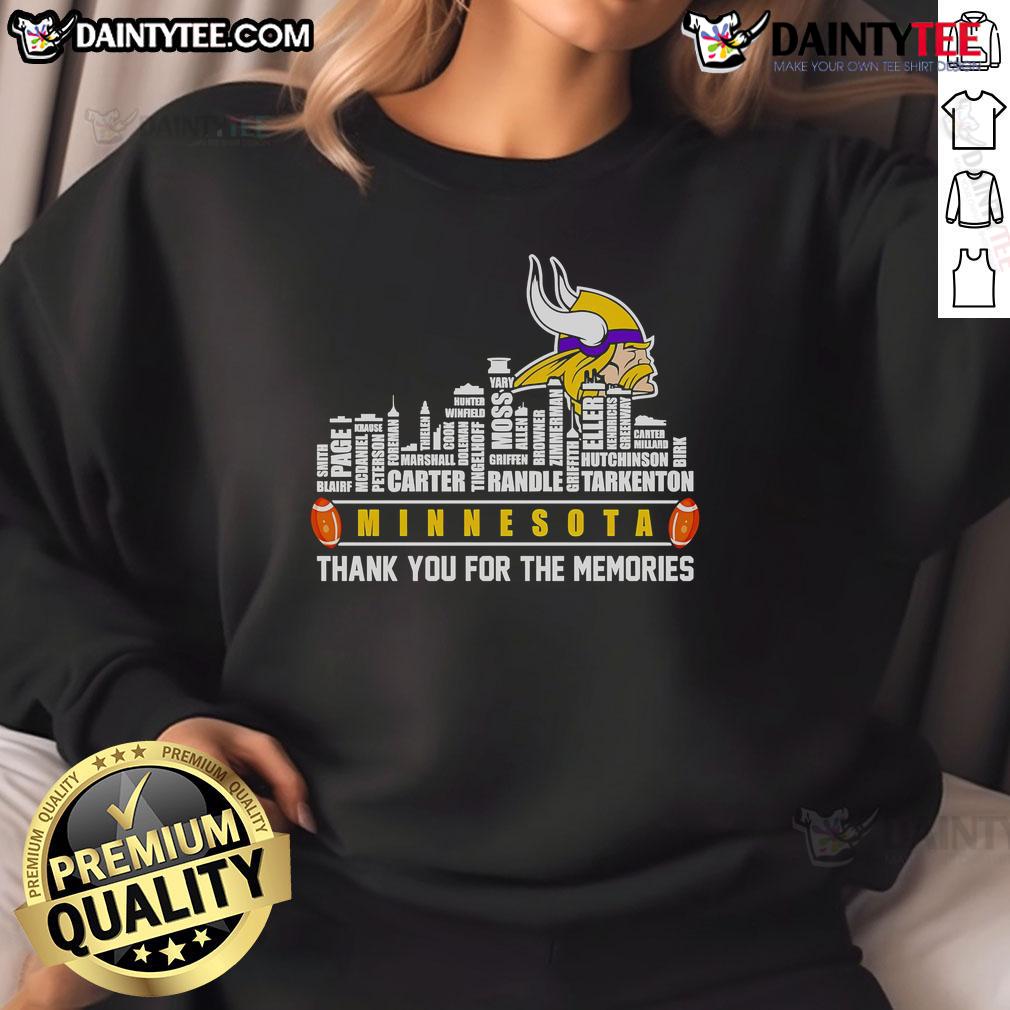 Good Skyline Minnesota Thank You For The Memories Sweatshirt Good Skyline Minnesota sweatshirt featuring 'Thank You For The Memories' design, perfect for fans of Minnesota apparel.