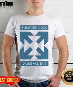 Good Sleaford Mods Divide And Exit Arrow T-Shirt featuring bold graphic design and vibrant colors for fans of alternative music.